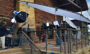 On location showing, showing Arri M18, Flags and Screens. Equipment and Gear of I Said Jimmy Gaffer Lighting Truck Dallas